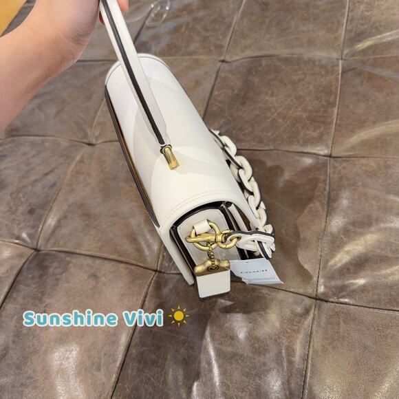 NWT Coach Rogue Top Handle Bag Brass/Chalk Glove tanned Leather CP135 - Picture 4 of 16